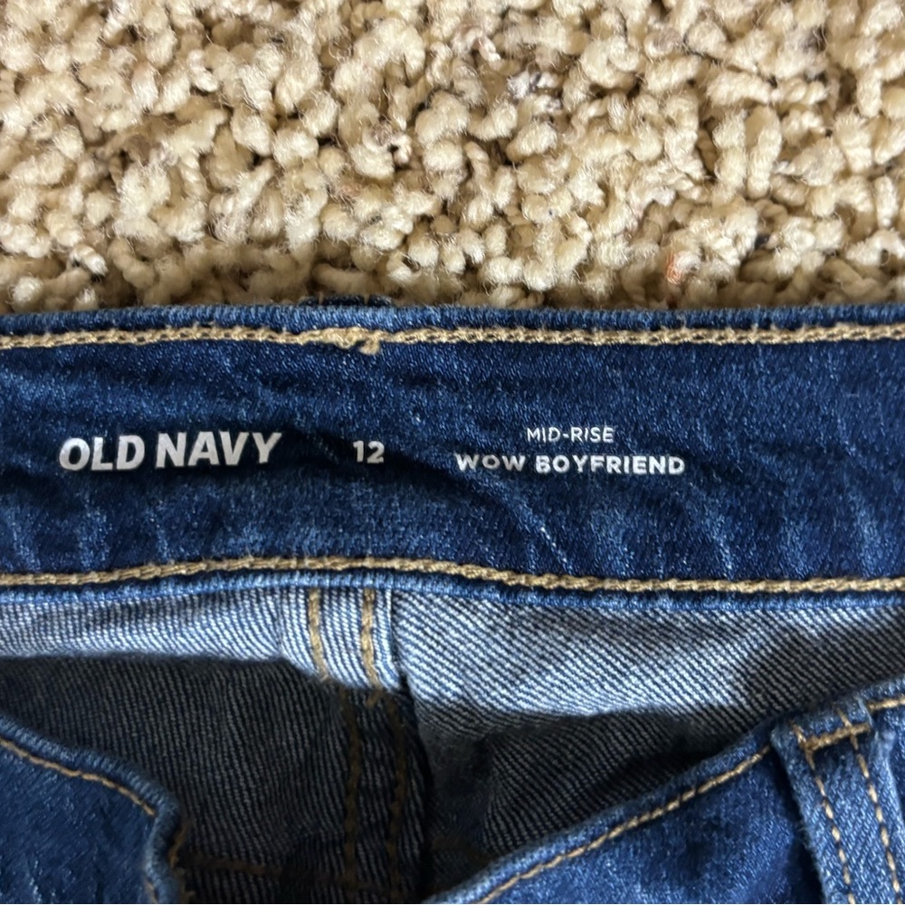 Old Navy Women's Dark Blue Mid Rise WOW Boyfriend Crop Jeans - 12 - Picture 2 of 3